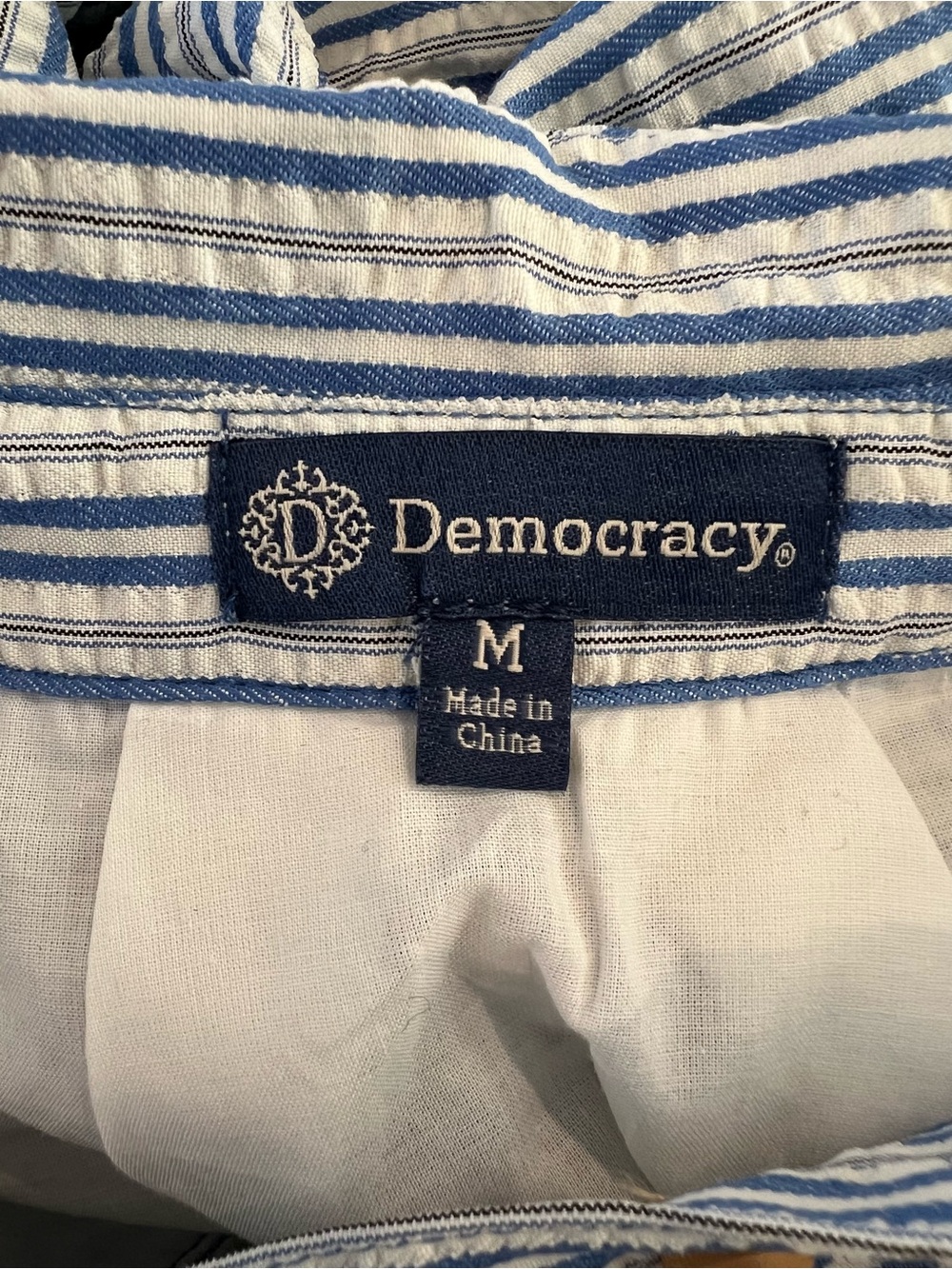 Democracy Womens M Blue White Striped Collared Long Sleeve Button Up Shirt NWT - Picture 9 of 11
